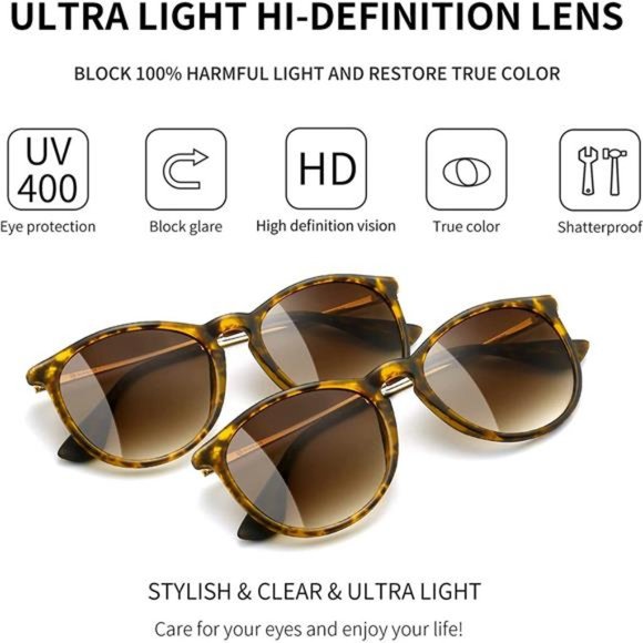 2 Pack Vintage Round Sunglasses for Women Men Classic Retro Designer Style - Picture 5 of 7